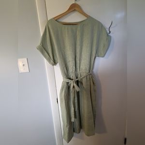 OffOn Clothing LINEN Light Sage Green Dress